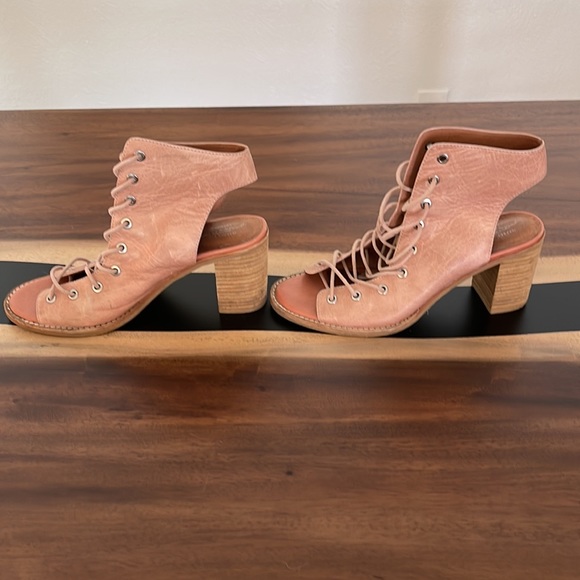 Jeffrey Campbell Free People Lace Up Blush Pink open Toe Heel Boots Size 10 - Picture 3 of 7